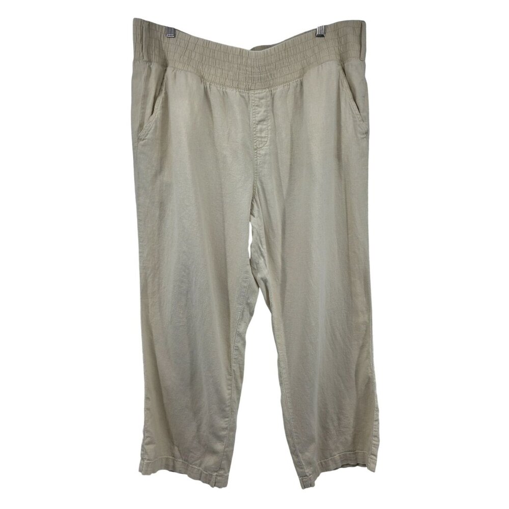 Peace &‎ Pearls 1X Beige Elastic Waist Pants 27"